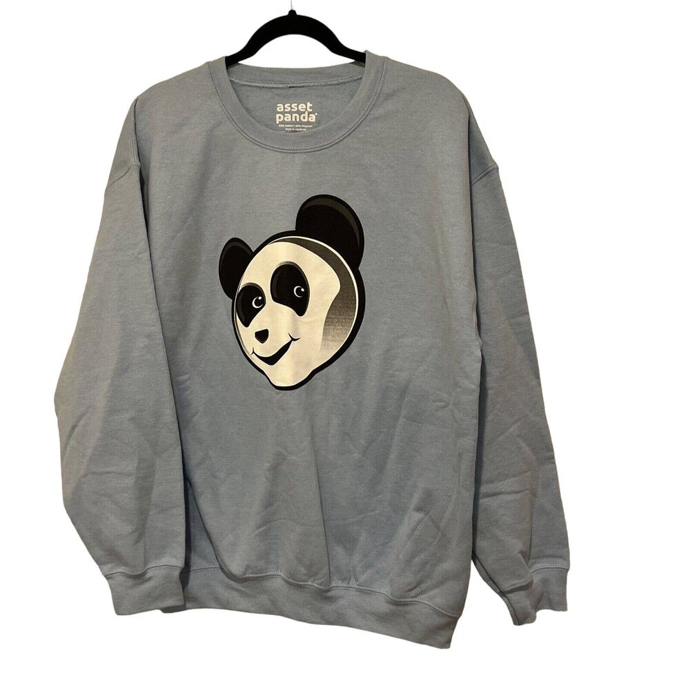 Asset Panda Bear Sweatshirt Light Blue Fleece Women’s L Oversized Crew Neck